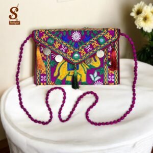SUTLIYAN Women's Rajasthani Handmade Elephant Embroidery Small Pink Coin Clutch Bag