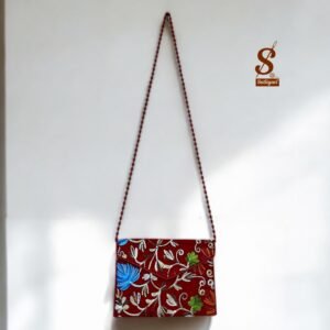SUTLIYAN Women's Kashmiri Handmade Flower Embroidery Small Red Clutch Bag