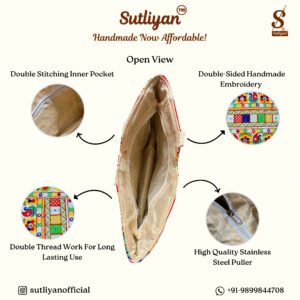 SUTLIYAN Women's Ahmedabadi Handmade Tree Embroidery Large White Tote Bag