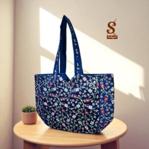 SUTLIYAN Women's Gujarati Handmade Sherwani Embroidery Regular Blue Tote Bag