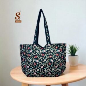 SUTLIYAN Women's Gujarati Handmade Sherwani Embroidery Regular Black Tote Bag