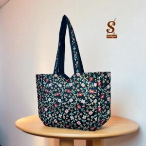SUTLIYAN Women's Gujarati Handmade Sherwani Embroidery Regular Black Tote Bag